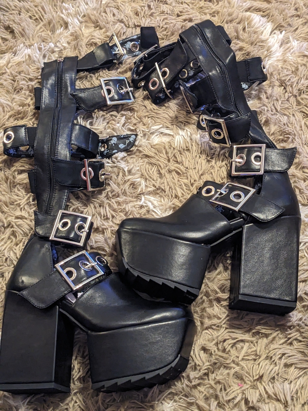 Lamoda Chunky Goth Platform Sandals Knee High Buckles Size 6 NEW